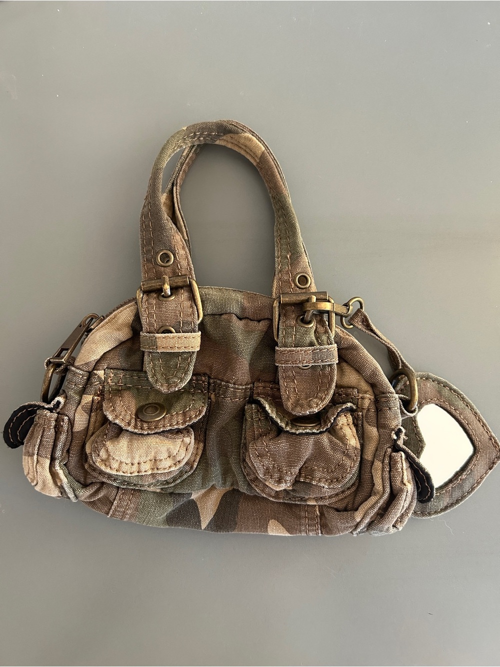 Urban Outfitters Camouflage Mini Satchel - Green & Brown